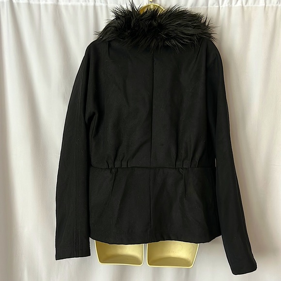 Pamela Dennis NWT Black Long Sleeve Fur Trimmed Collar Jacket Coat **Sz L**🌸🌸 - Picture 2 of 4
